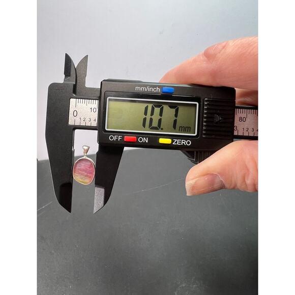 NEW watermelon bi color tourmaline sterling silver pendant 1.24 grams - Picture 4 of 8